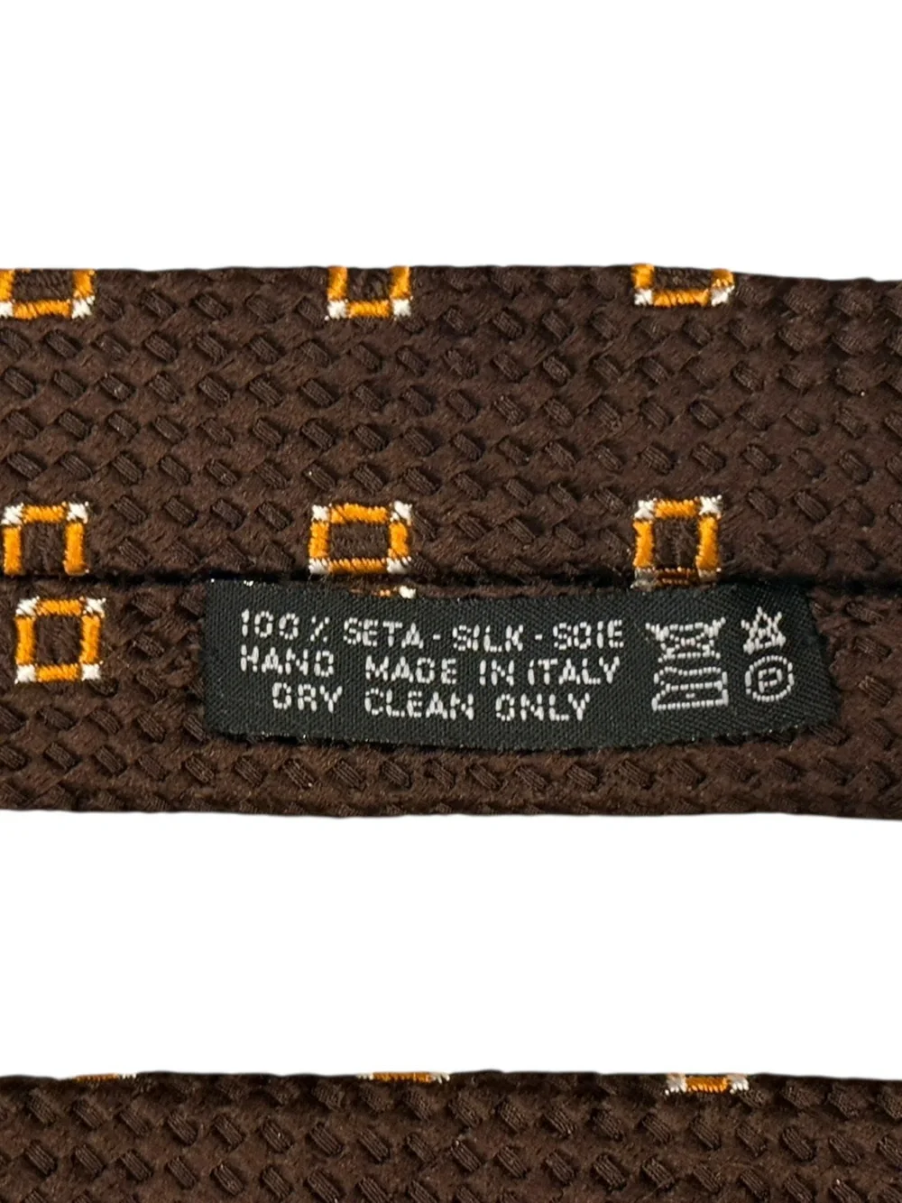 Vintage Yves Saint Laurent Brown 100% Silk Tie with Microdot Motif